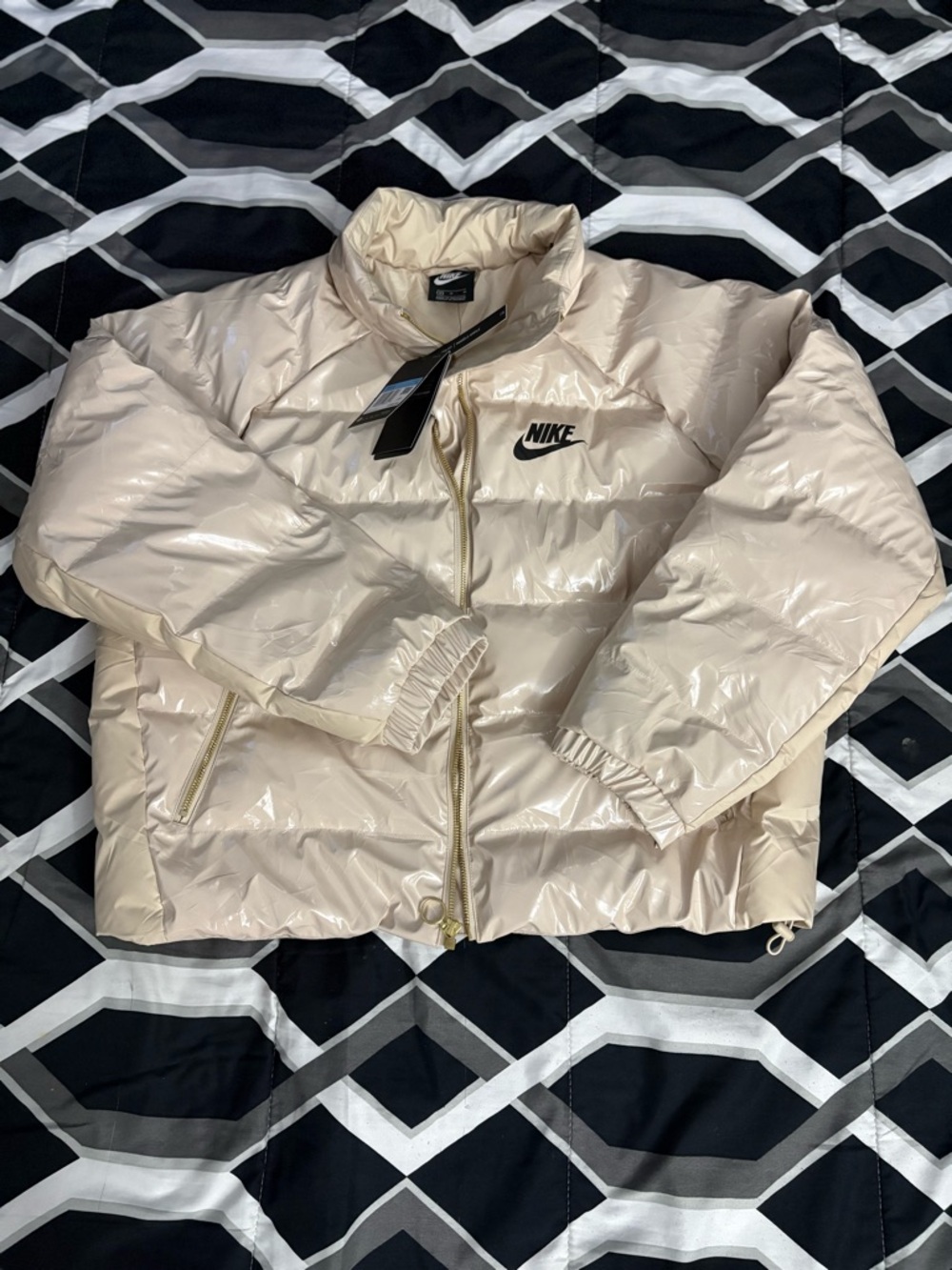 Nike Women's Glossy Beige Puffer Jacket